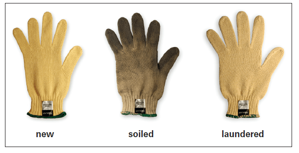 new, soiled, and laundered reusable ppe gloves